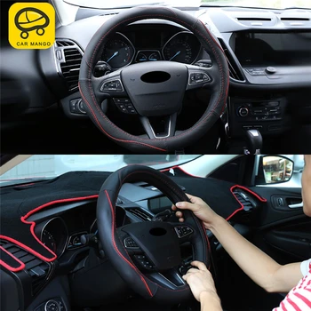 

CAR MANGO Car Steering Wheel Covers Soft Leather with Needle and Thread Interior Accessories For Ford KUGA Escape 2017 2018