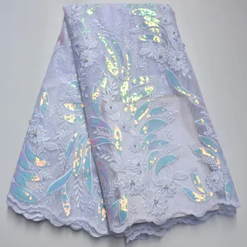 

2019 High Quality Sequins Lace Embroidery African Net Lace Fabric Latest French Tulle Lace Fabric For Women Party Dress RD48-7