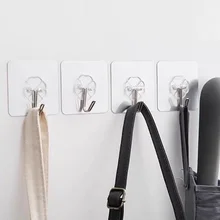 

6*6 Transparent Strong Wall Sticky Hook Nail-free Hook Heavy Load Rack Cup Sucker For Kitchen Bathroom