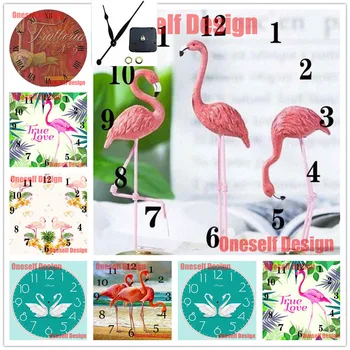 

new Christmas gift 5d diamond embroidery with clock Flamingo diy diamond painting with clock animal decoration home wall sticker