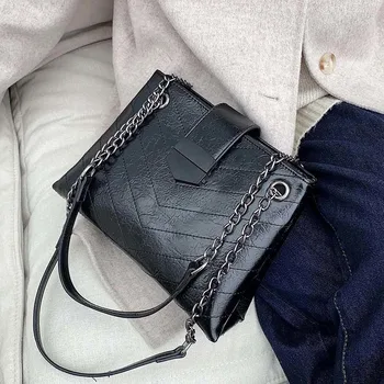 

Solid Color PU Leather Crossbody Bags for Women 2019 Chain Simple Small Shoulder Messenger Bag Luxury Quality Handbags