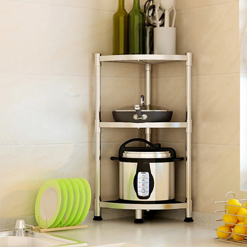 

Kitchen stainless steel corner frame frame triangular storage pot rack multi-layer shelf floor-to-ceiling basin toilet