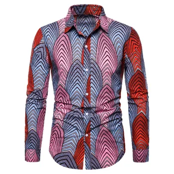 

African Men Shirts 2020 Ethnic Fashion Print Dashiki Casual Streetwear Spring Blue Business Work Office Party Tops Mens Clothes
