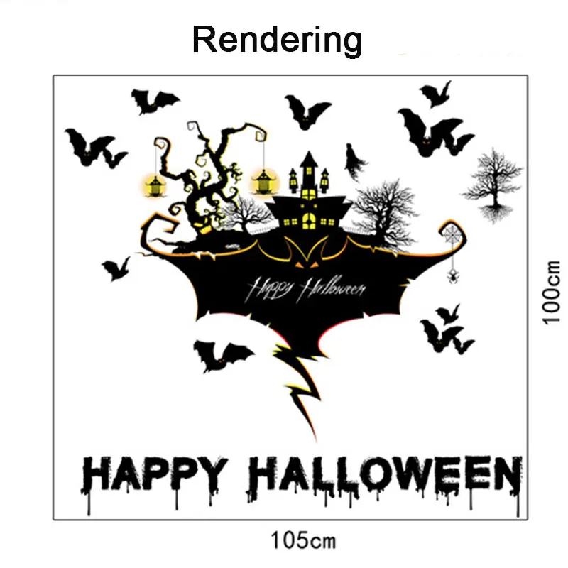 2pcs Home Decoration Halloween Wall Stickers Holiday Wall Stickers for Kids Rooms Pumpkin Pattern Background Decor for Party