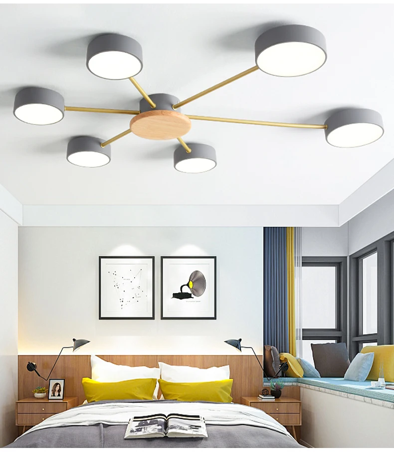 AIBIOU Новое поступление промышленный дизайн светодиодный потолочный светильник для гостиной белый металлический потолочный светильник для спальни с круглыми абажурами
