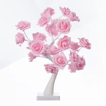 

1 pc LED Rose Tree Light Flower Simulation Romantic Table Light Night Lights Home Decor for Party Wedding Bedroom