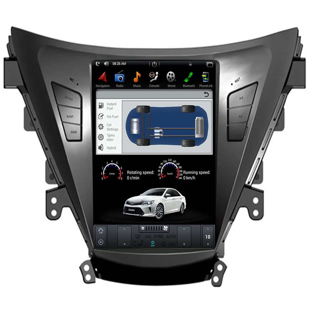 Excellent Android 7.1 9.0 10.4" Tesla Vertical car dvd audio player For Hyundai Elantra 2011-2013 gps navigation multimedia play store 3