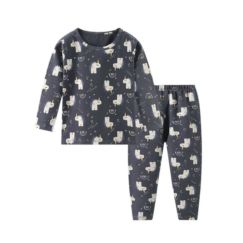 Одежда для маленьких мальчиков комплекты сна хлопковая футболка + штаны пижама с