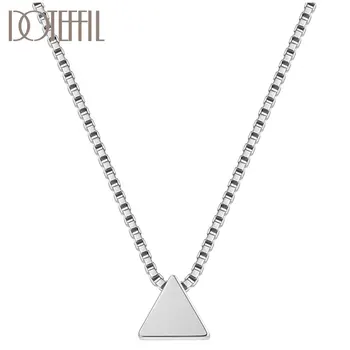 

DOTEFFIL 925 Sterling Silver 18 Inch Triangle Pendant Box Chain Necklace For Women Man Fashion Wedding Party Charm Jewelry