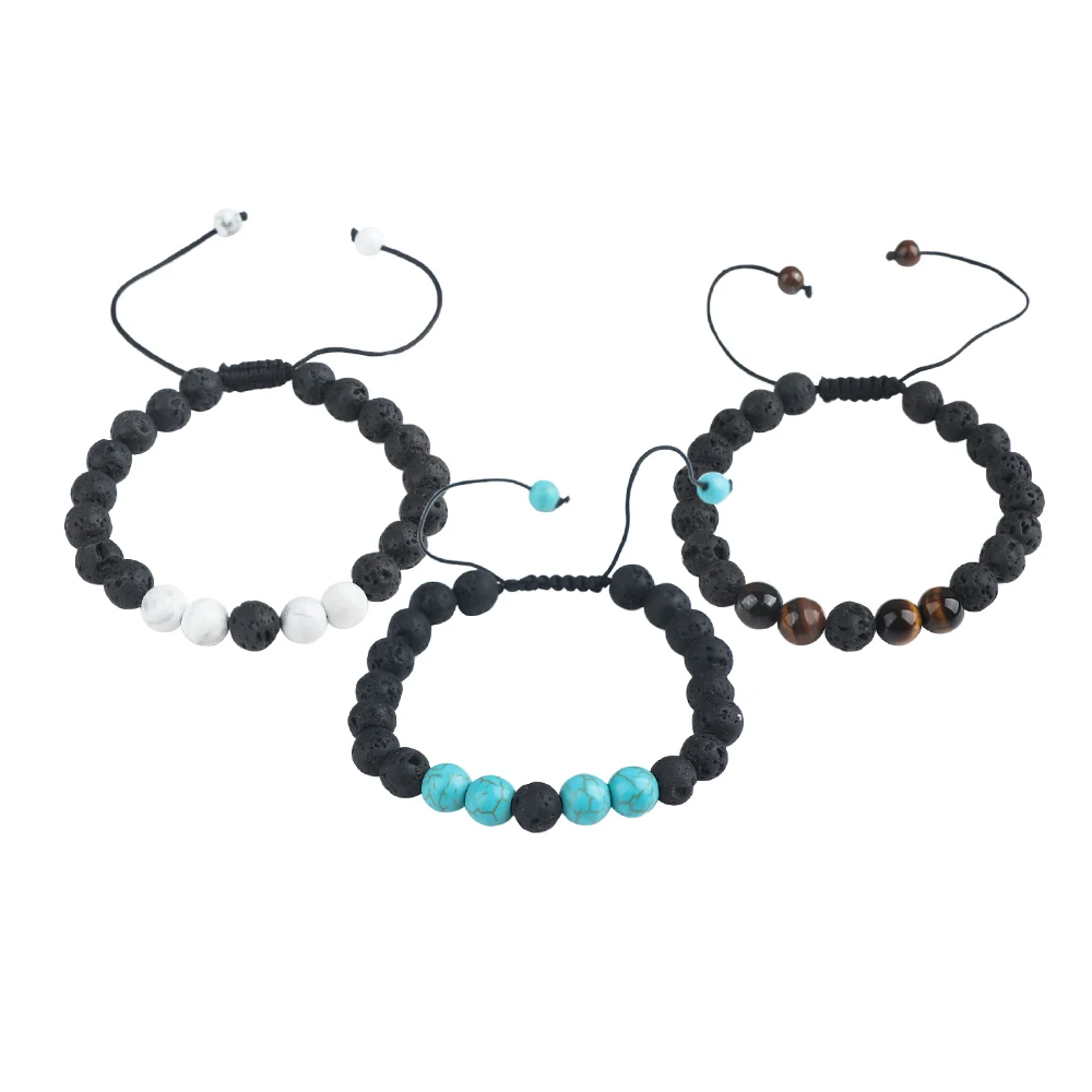 Fashion Volcanic Rock Beaded Bracelet Charming Popular Natural Stone Adjustable Bracelet Unisex Jewelry For Women Man Gifts