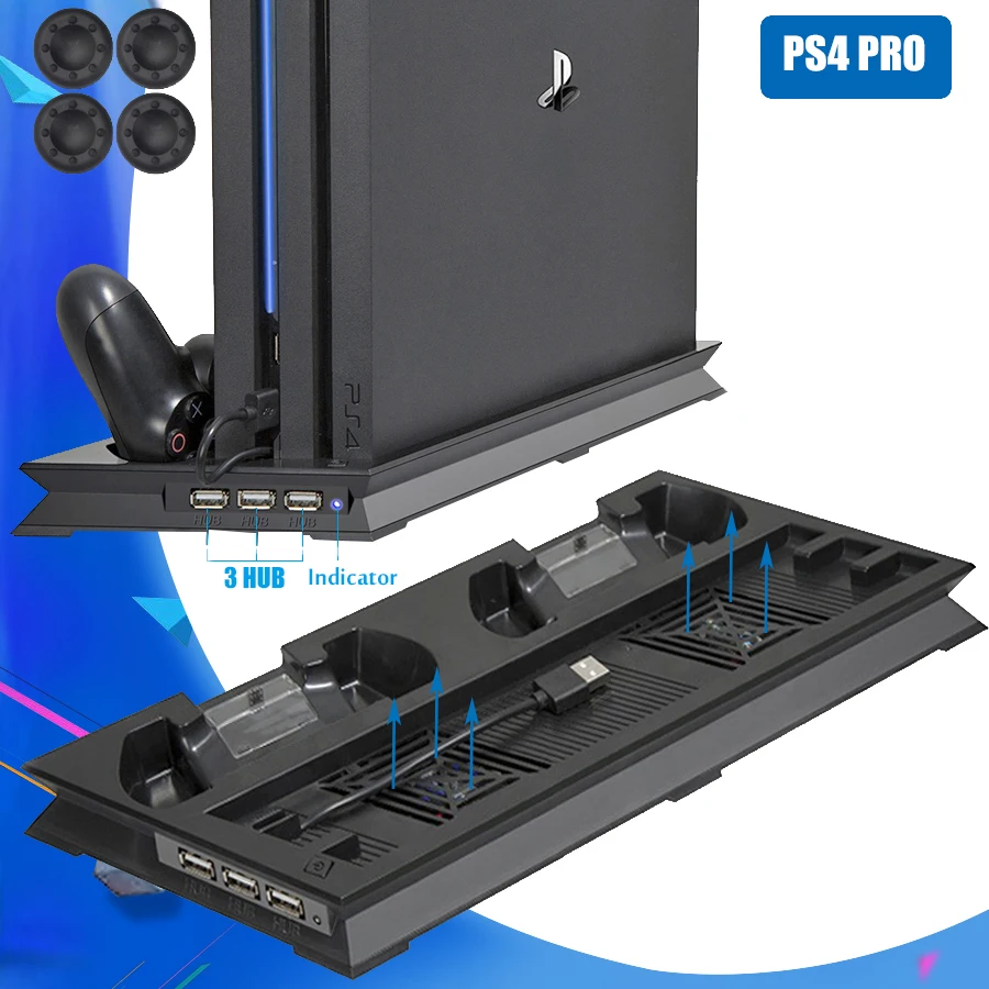 Ультратонкий охлаждающий вентилятор для зарядки PS4 PRO вертикальная подставка с