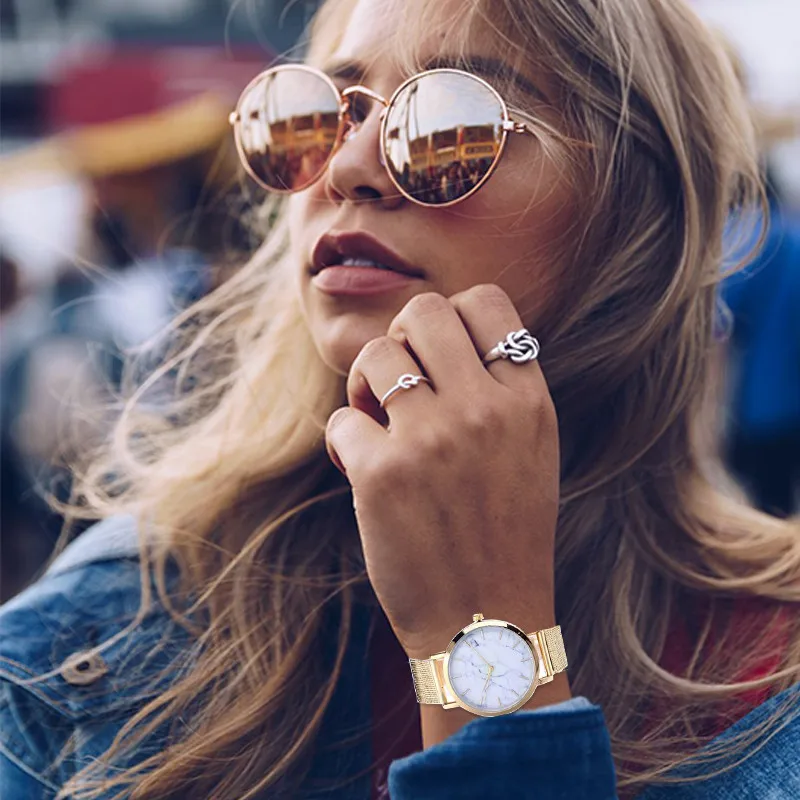 Relojes Mujer Модное Новое поступление модные женские кварцевые часы наручные часы из сплава мрамора зерна часы ювелирные изделия подарок для женщин