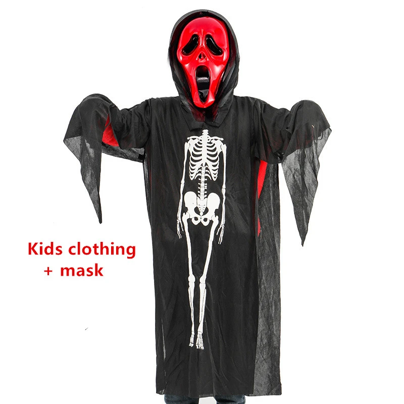 kids 2 Одежда для Хэллоуина, косплей, Детские человеческие серьги рука скелета-призрака, халат, мяч для взрослых, для мужчин и женщин, одежда для террора с маской - Цвет: kids 2