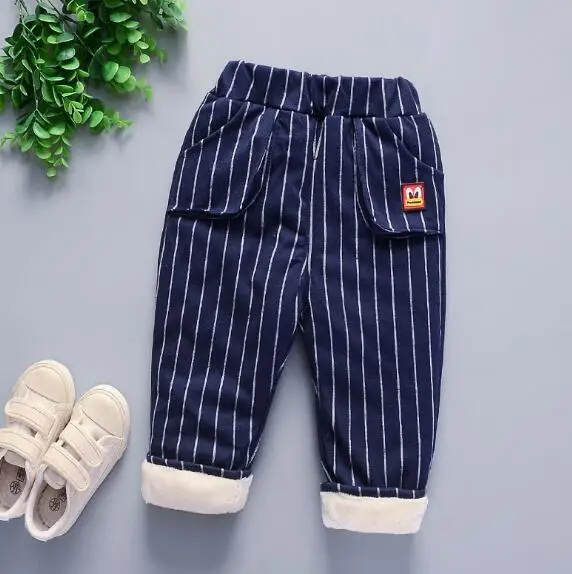 The blue stripe Осенне-зимние модели; бархатные леггинсы; Детские плотные износостойкие леггинсы; Детские зимние брюки - Цвет: The blue stripe