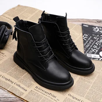 

Women Genuine LeatherAnkle Boots Motorcycle Boots Female Autumn Winter Shoes Woman Punk Motorcycle Black Boots