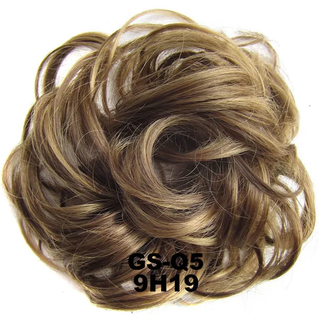 Jeedou Messy Chignon Donut Hair Bun Pad Elastic Hair Rope Rubber Band Synthetic Hairpiece Gary Brown Color 9H19