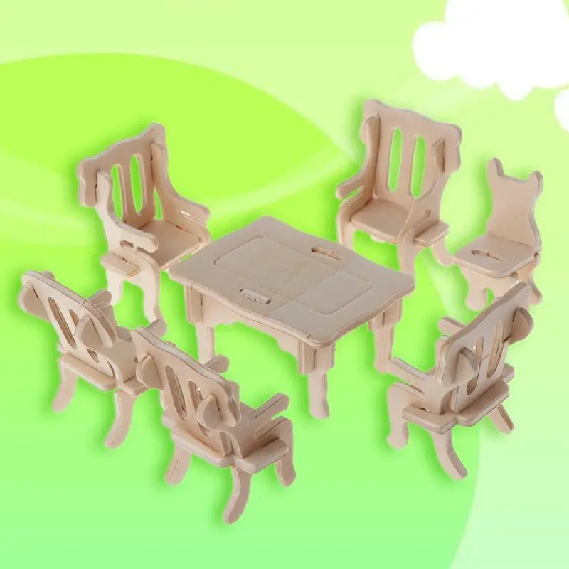Мини 3D Деревянный 34 шт. Миниатюрный 1:12 кукольный домик мебель для кукольного строительства модель детская игрушка подарок