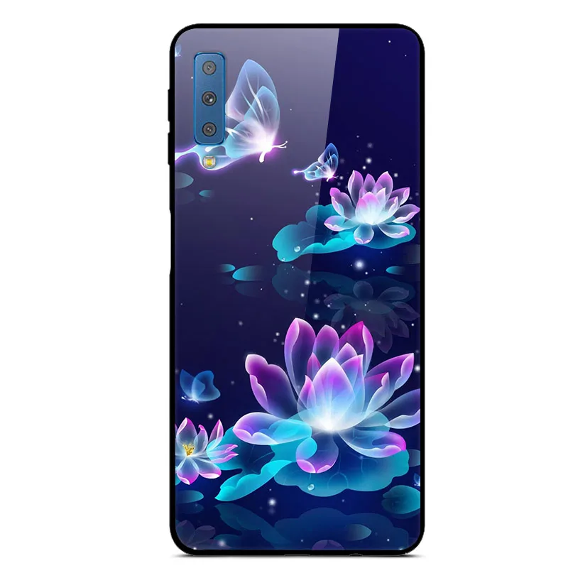 Для samsung Galaxy A7 чехол жесткое стекло задняя крышка для samsung A9 J4 J6 Plus J 4 J4Plus чехол для телефона s силиконовый бампер Капа - Цвет: 22