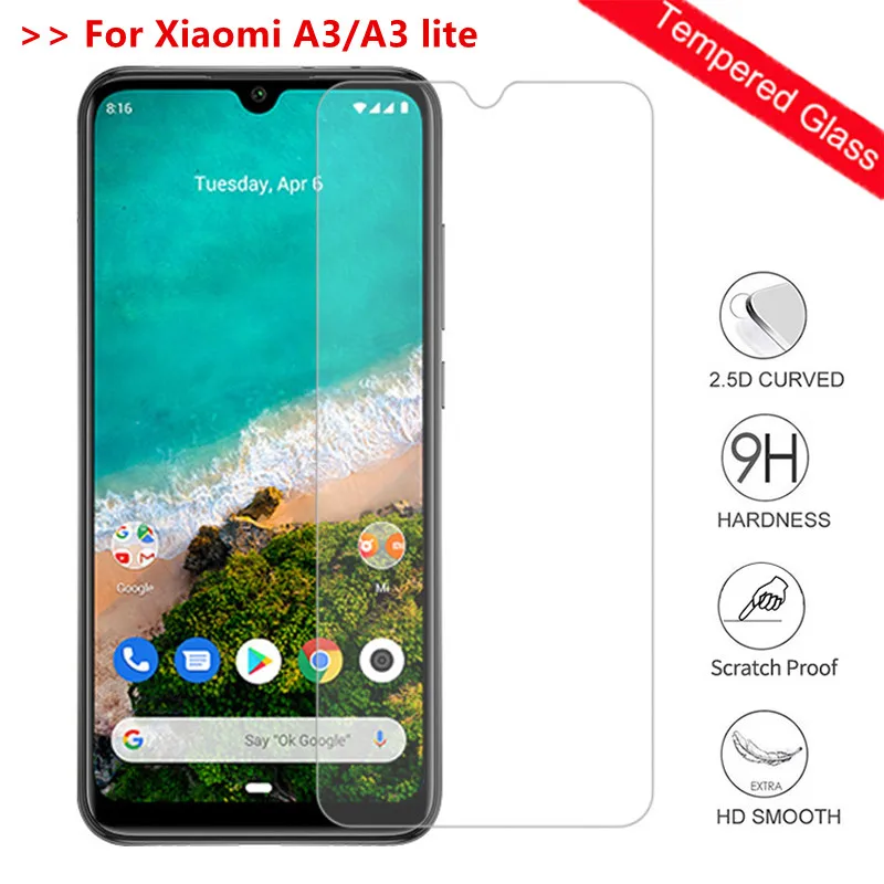 Закаленное стекло 9H для Xiao mi A3 Защитное экрана пленка на xio a3 lite защитное