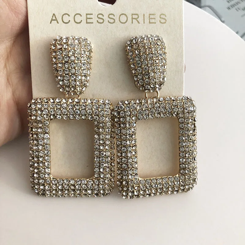 JUJIA, модные серьги-капли с кристаллами, Женские Геометрические массивные серьги-стразы, ювелирные изделия для свадебной вечеринки