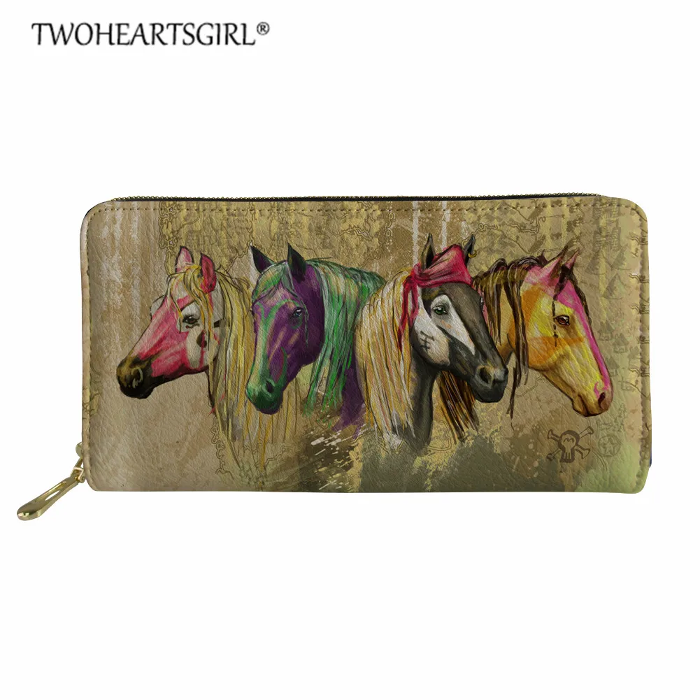 L603Z21 Twoheartsgirl кошелек в виде лошади, женский кожаный кошелек, роскошный дизайн, длинные кошельки и держатель для карт, клатч, дамские сумки для денег - Цвет: L603Z21