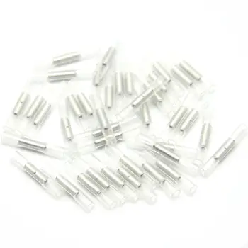 

25PCS White 24-26AWG Connectors Cable Crimp Terminal Connector Kit Heat Shrink Terminal Insulated Butt Electrical Splice Wire