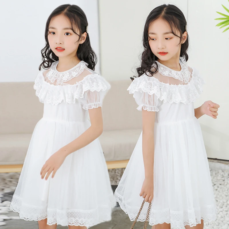 Princess Dress New Arrival Dresses For Girls Lace Gauze Tutu Birthday Party Dress Gift White Flower Girl Costume - Цвет: Белый
