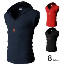 Алиэкспресс Лидер продаж Новые продукты жилет мужской корейский стиль Slim Fit жилет без рукавов с капюшоном мужской жилет 9181