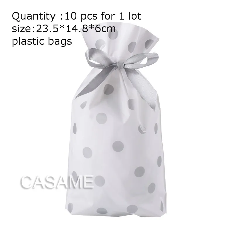 Свадебный подарок для гостей пакет сумки печенья пакет подарки на праздник Декор упаковочные бумажные пакеты - Цвет: silver ribbon 10pcs