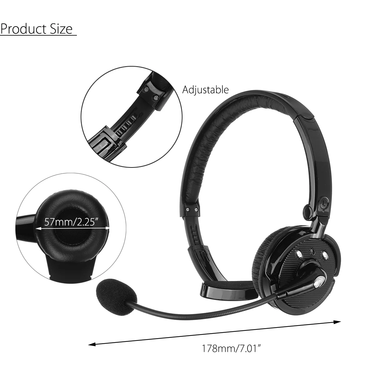 Bluetooth 2,1 гарнитура беспроводные наушники Hands Free через голову с шумоподавлением Микрофон черные беспроводные наушники для водителя грузовика/водителя