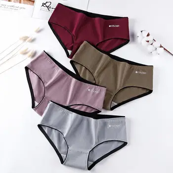 

Women's Panties Cotton Underwear M-3XL Mid Waist Briefs Girls Soft Panty Women Underpants Female Sexy Lingerie 2020 New
