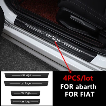 

4PCS Car Door Threshold Carbon Protector Door Sill Guards Stickers For Fiat 500 Punto Abarth Stilo Ducato Palio Car Styling