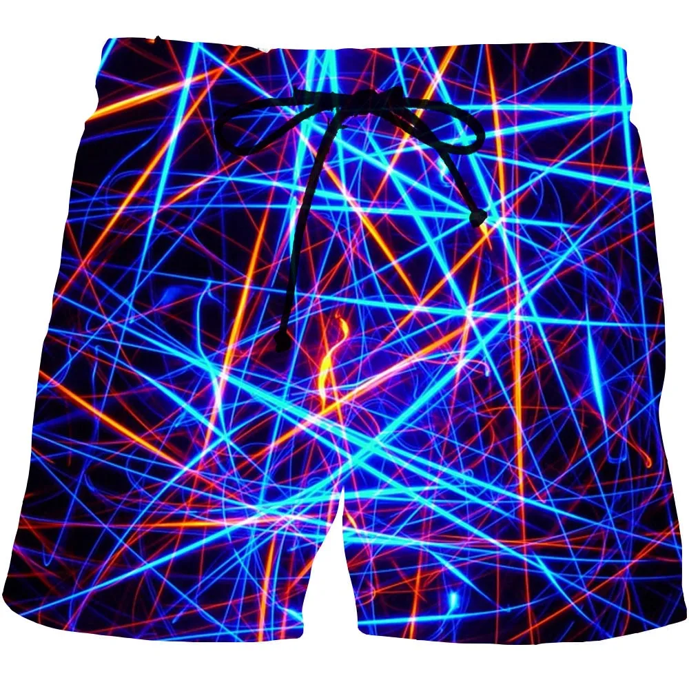 Men's Stripe Graphic Beach Shorts 3D Pattern Texture Boardshorts Men/Women Short PantsBoard