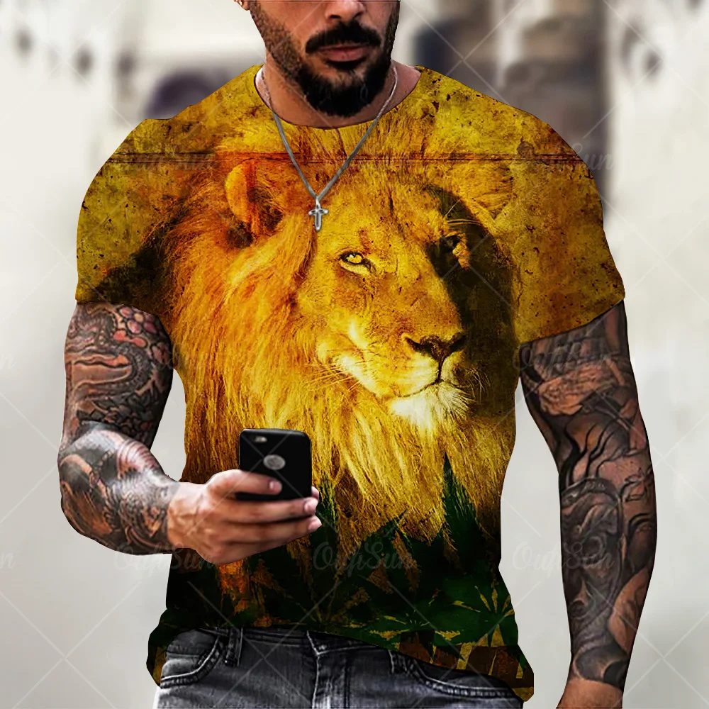 2021 New Fashion Cool T-shirt For Men’s 3D T-shirt Printing lion Short Sleeve Summer Shirt Printing T-shirt