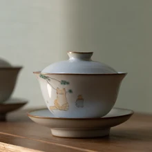 LUWU керамический гайвань милый кот фарфоровый tureen 160 мл LUWU керамический гайвань милый кот фарфоровый tureen 160 мл
