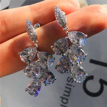 Роскошные хрустальные женские серьги-гвоздики с подвесками модные двойные серьги с надписью Love для женщин Серебряный однотонный цвет розовое золото свадебные серьги