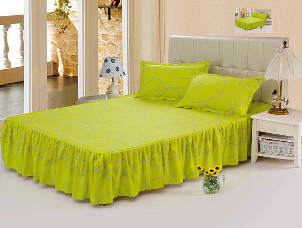 Home Bedroom Bedding Polyester Bed Skirt Mattress Cover Petticoat Twin Full Queen Skirts Dust Ruffle Bedspread 150*200cm | Дом и сад