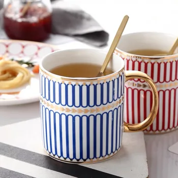 

350ml Luxury bone china Coffee Mug with Gold paint creative European Tea Cup milk cup Office Mug Drinkware Gift Home Decoration