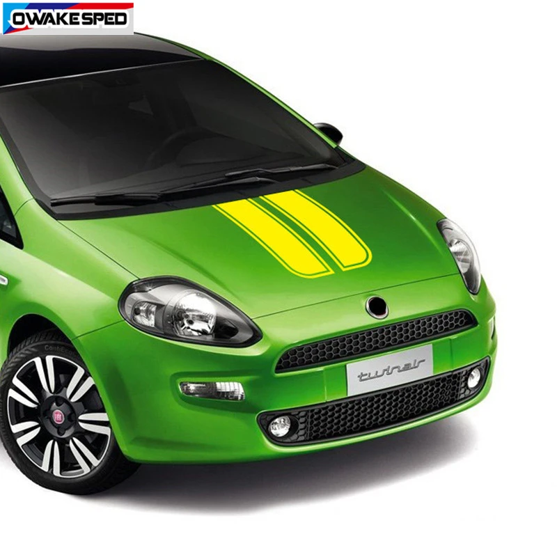 Car Hood Bonnet Sport Sticker For-Fiat Punto Auto Engine Cover Stripes Auto Body Decor Vinyl Decals Exterior Accessories (5)