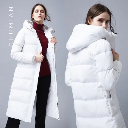 

High quality new winter women duck down jacket parka X-long slim hooded coat female outwear campera pluma LX824