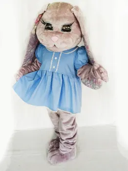 

Halloween Gray Lovely Bunny Rabbit Mascot Costume Grils With Dress Adult Size Christmas Carnival Cosplay Fancy Dress Party Event