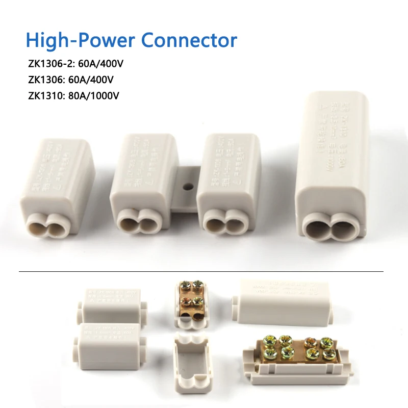 

Quick Wire Connector T-Type High Power Terminal Block 60A/400V 1-6mm2 Electric Cable Splitter 100A/1000V 2.5-16mm2 Junction Box