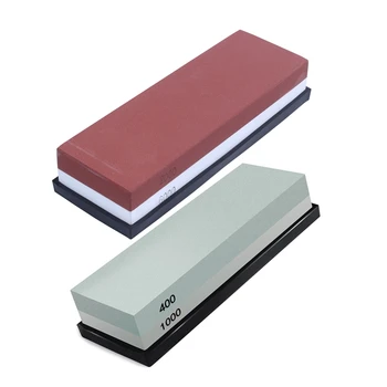 

2pcs Whetstone, 2-IN-1 Sharpening Stone Waterstones, Knife Sharpener Rubber Stone Holder Included - 400/1000 Grit & 2000/6000 Gi