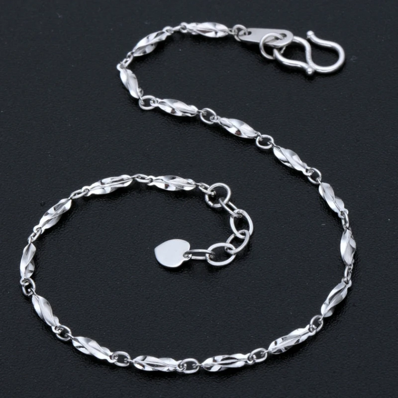 Vero Platino Puro 950 Bracciale Cavigliera Carambola Bead Link Catena Regolabile Per Donna
