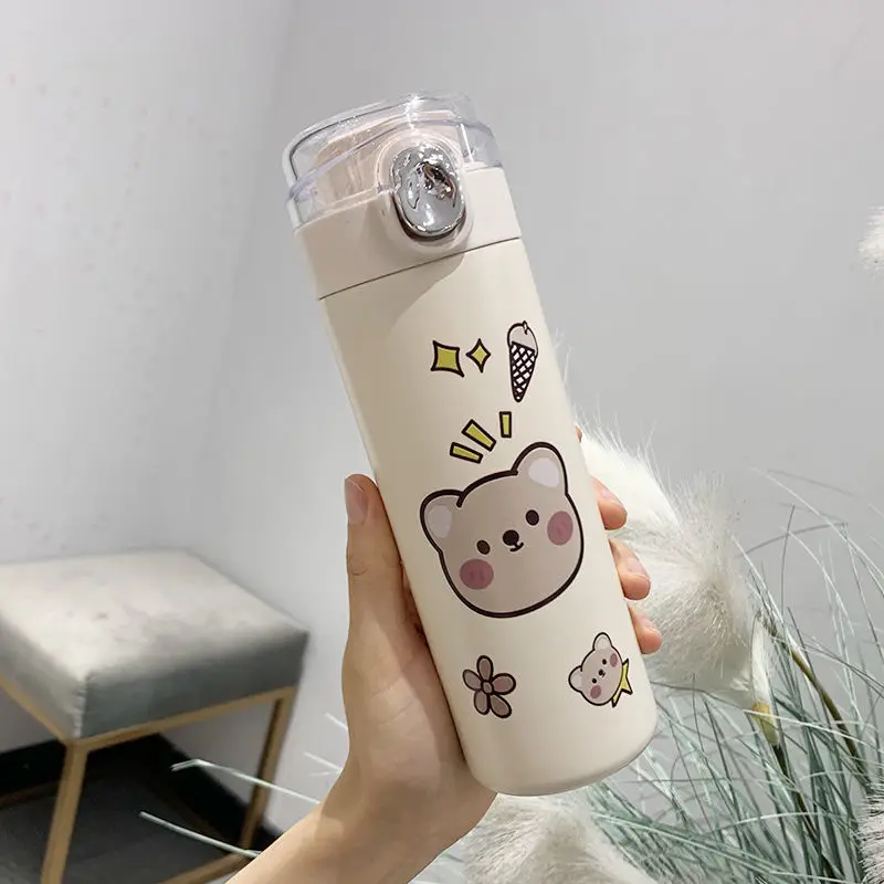 Termo de acero inoxidable con forma de oso para café, té, leche, Taza de Viaje, regalo, botella de agua con dibujos animados, termo aislado, 450ml ► Foto 3/6