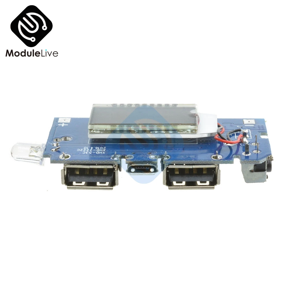 Двойной 2 USB 5V 1A 2.1A мобильный Банк питания 18650 модуль зарядного устройства аккумулятора доска для телефона ЖК-дисплей DIY комплект со светом