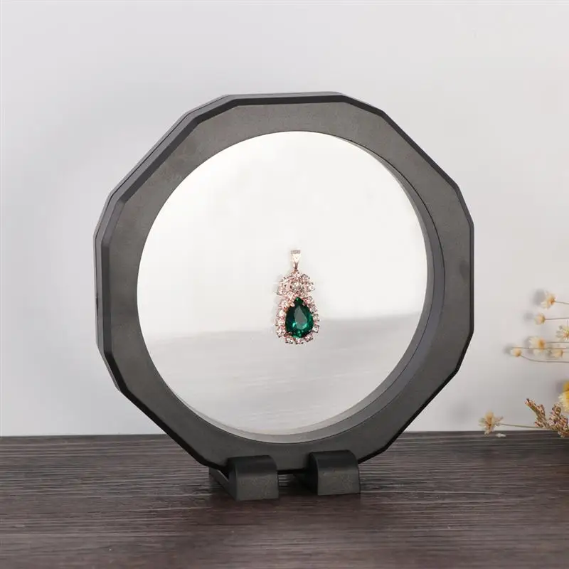 3D плавающая рамка, теневая коробка, чехол для демонстрации монет, коробка для демонстрации ювелирных изделий, чехол для демонстрации с прямоугольным основанием, диаметр 12,8 см(черный