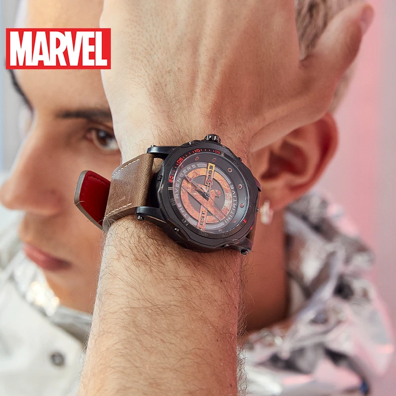 Disney Marvel официальный Мстители Мужские кварцевые часы светящиеся 50 м водонепроницаемые из нержавеющей стали роскошные часы m9104