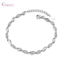Простой персональный 925 пробы серебряный браслет со стразами для женщин и девочек подарок на день рождения кубический циркон браслет ювелирные изделия