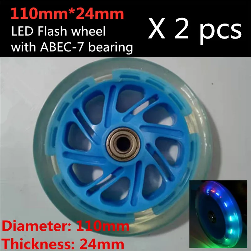 Scooter Wheels 100mm 110mm 120mm Adults Youth 24mm 28mm Inline Cycling Scooter Tire Colorful LED Flash Shine Light 2pcs